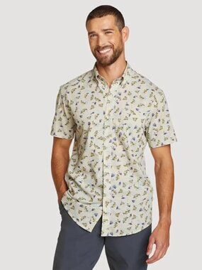 NWT New Eddie Bauer Baja Short Sleeve Cotton Shirt In Pumice Size XXL